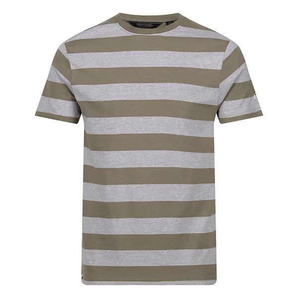 Regatta Mens Ryeden Stripe T-Shirt Fauna White Stone Stripe