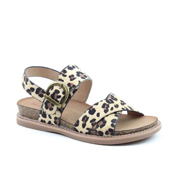 Heavenly Feet Roberta Beige Leopard Premium Sandals