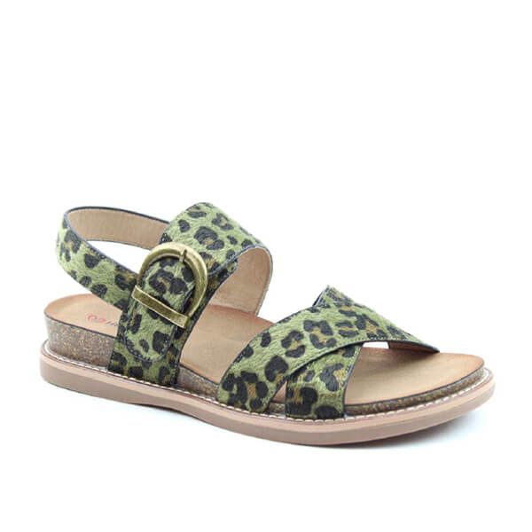 Heavenly Feet Roberta Khaki Leopard Premium Sandals