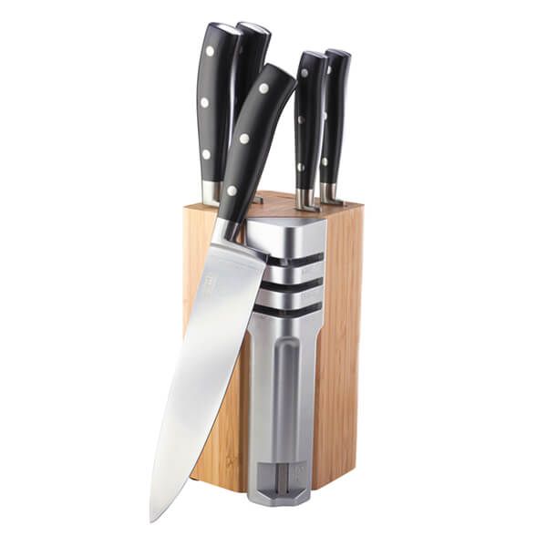 Taylor's Eye Witness Henley 5 Piece Bamboo Knife Block Set with Detachable 3 Stage Knife Sharpener
