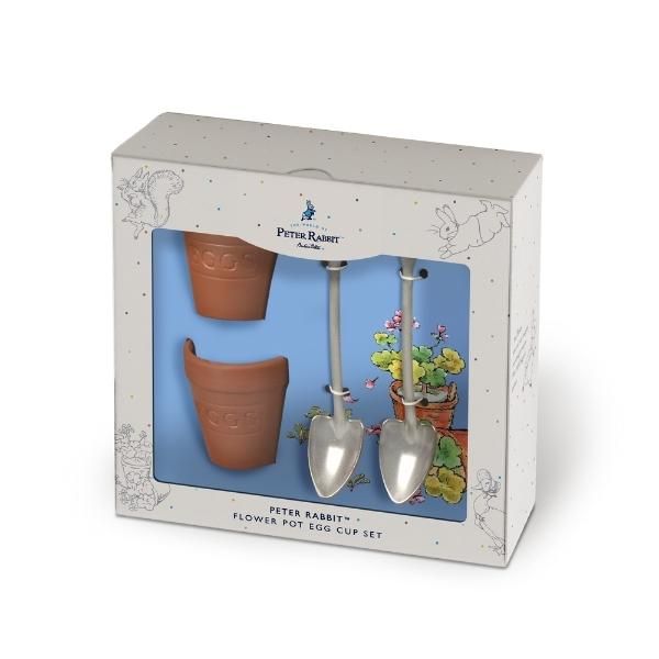 Peter Rabbit Set Of 2 Terracotta Egg Cups And Spoons