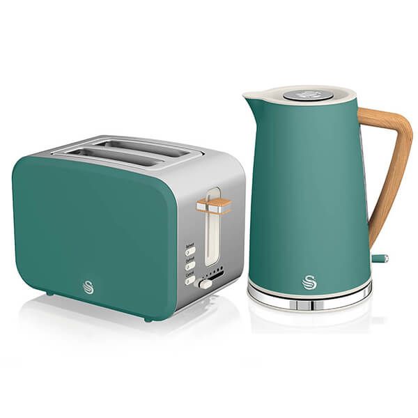 Swan Nordic Pine Green 1.7 Litre Cordless Kettle and 2 Slice Toaster