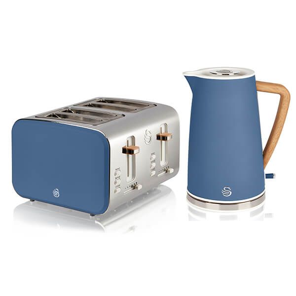 Swan Nordic Blue 1.7 Litre Cordless Kettle and 4 Slice Toaster