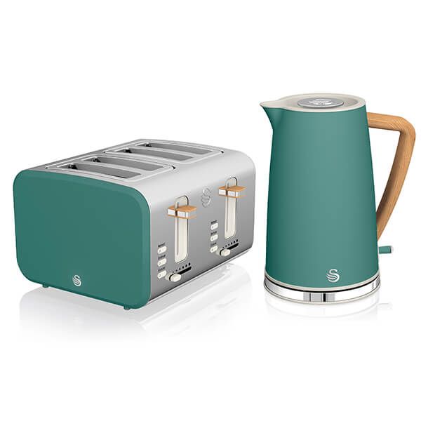 Swan Nordic Pine Green 1.7 Litre Cordless Kettle and 4 Slice Toaster