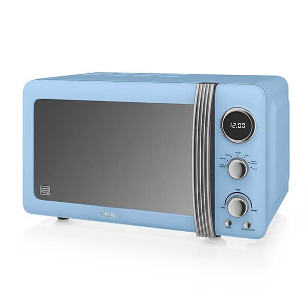 Swan Retro Blue 800W Digital Microwave