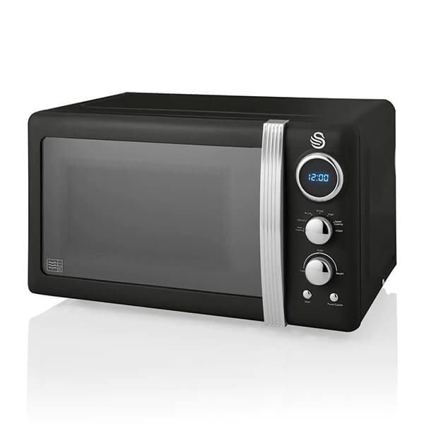 Swan Retro Black 800W Digital Microwave
