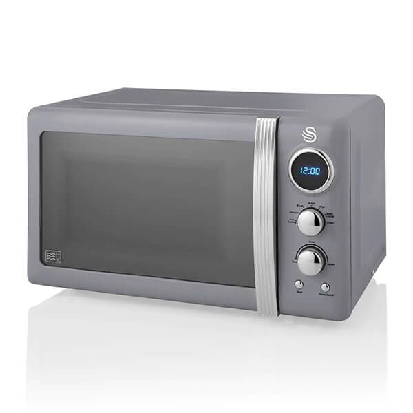 Swan Retro Grey 800W Digital Microwave
