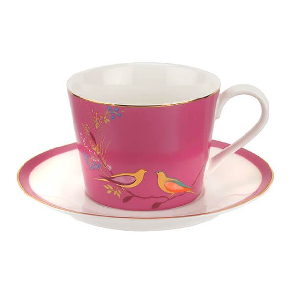 Sara Miller Chelsea Collection Pink Tea Cup & Saucer