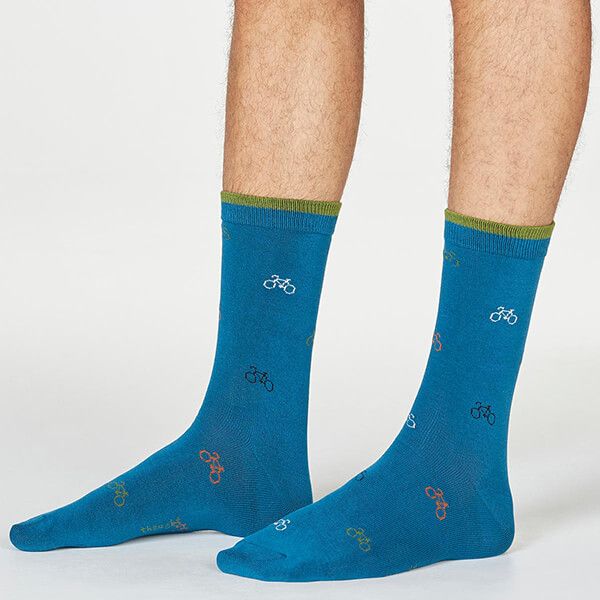 Thought Ink Blue Fergus Bicycle Socks