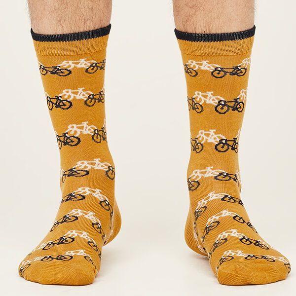 Thought Bicycle Race Socks Amber Yellow Size 7-11