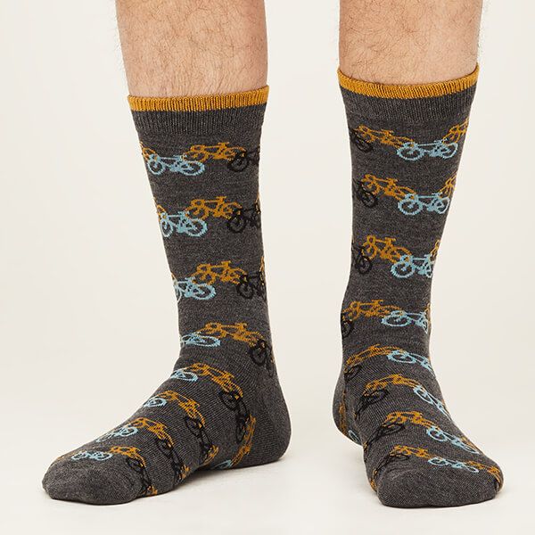 Thought Bicycle Race Socks Dark Grey Marle Size 7-11