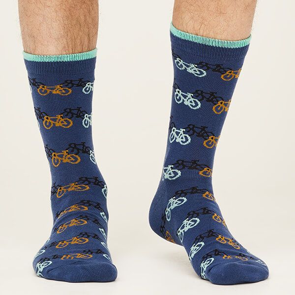 Thought Bicycle Race Socks Mineral Blue Size 7-11