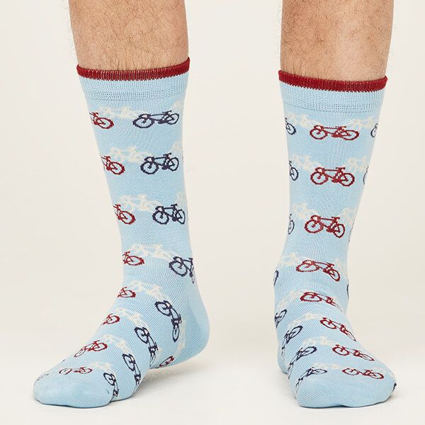 Thought Bicycle Race Socks Pastel Blue Size 4-7