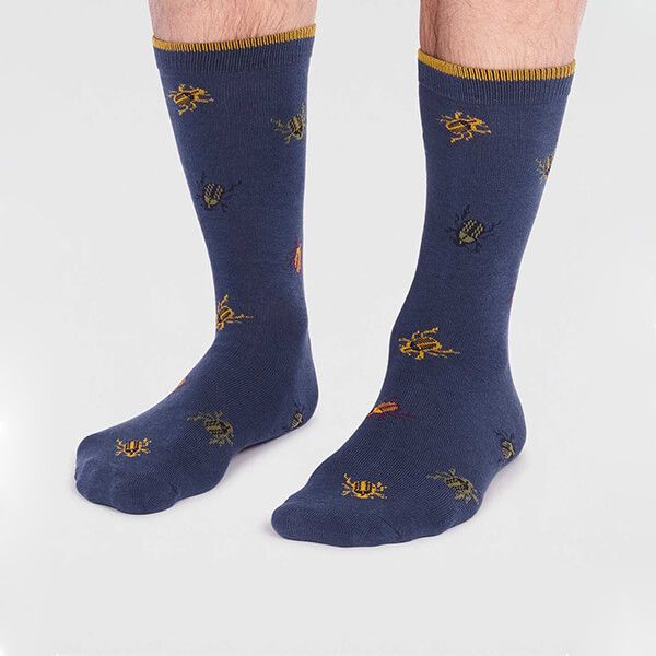 Thought Slate Blue Brody Bamboo Bug Socks Size 7-11