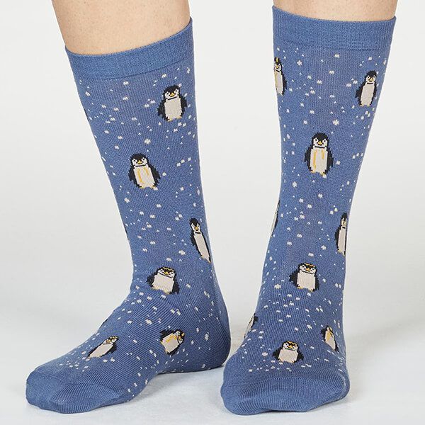Thought Blue Slate Dona Penguin Socks