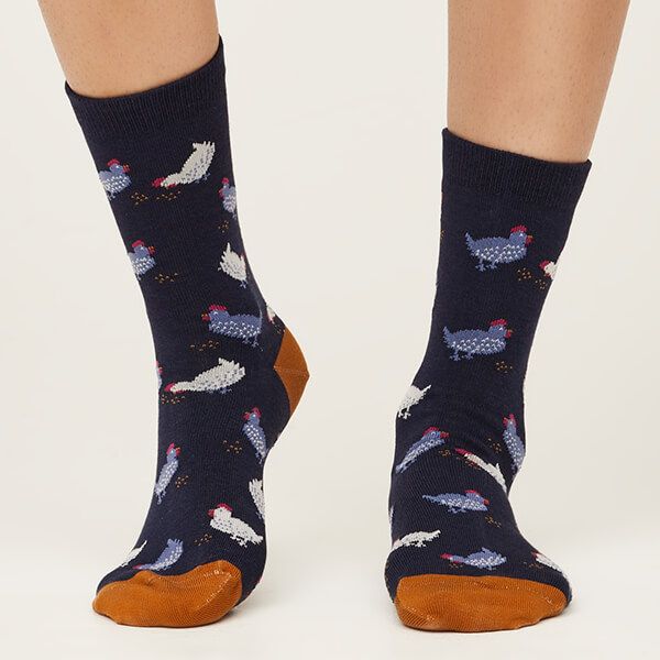 Thought Cute Chicken Socks Dark Navy Size 4-7