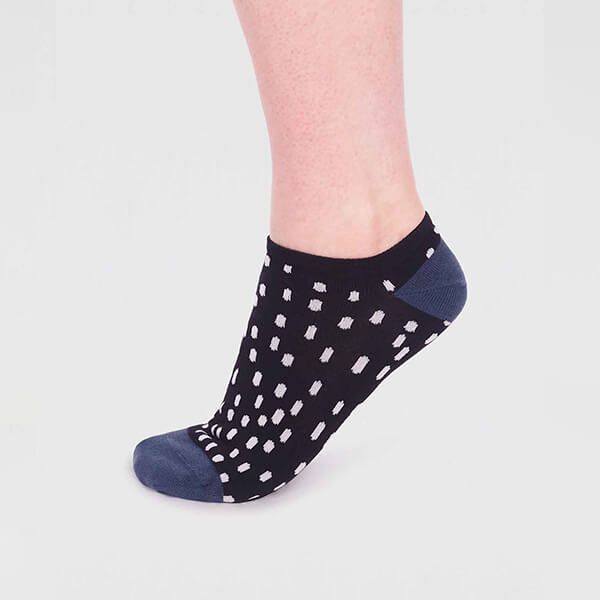 Thought Black Serena Bamboo Spot Trainer Socks Size 4-7