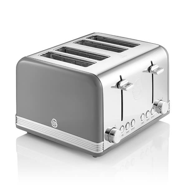 Swan Retro Grey 4 Slice Toaster