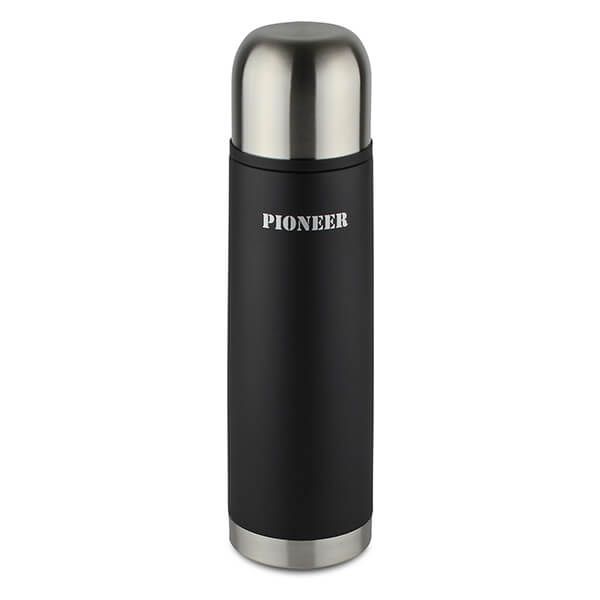 Pioneer 500ml Black & Stainless Steel Flask