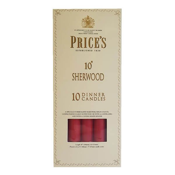 Prices 10" Sherwood Candle Wine Red Pack Of 10