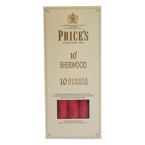 Prices 10" Sherwood Candle Red Pack Of 10
