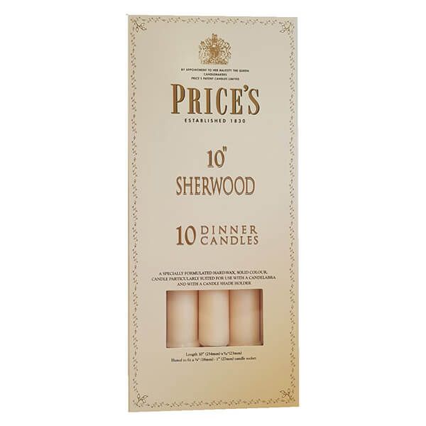 Prices 10" Sherwood Candle Ivory Pack Of 10