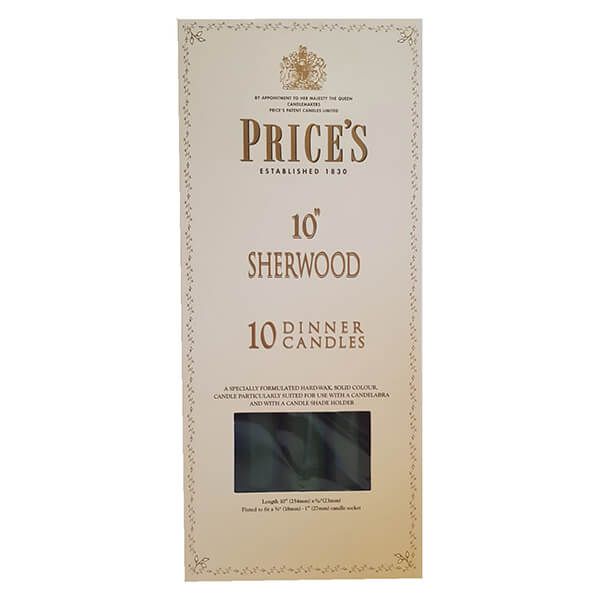Prices 10" Sherwood Candle Evergreen Pack Of 10
