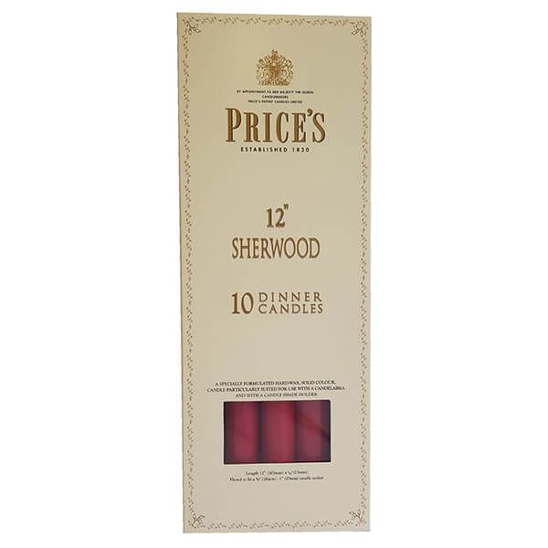 Prices 12" Sherwood Candle Wine Red Pack Of 10