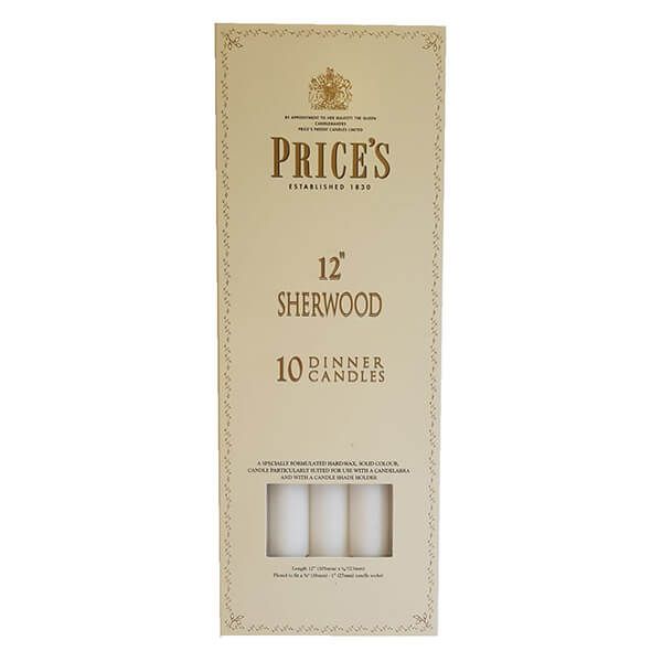 Prices 12" Sherwood Candle White Pack Of 10