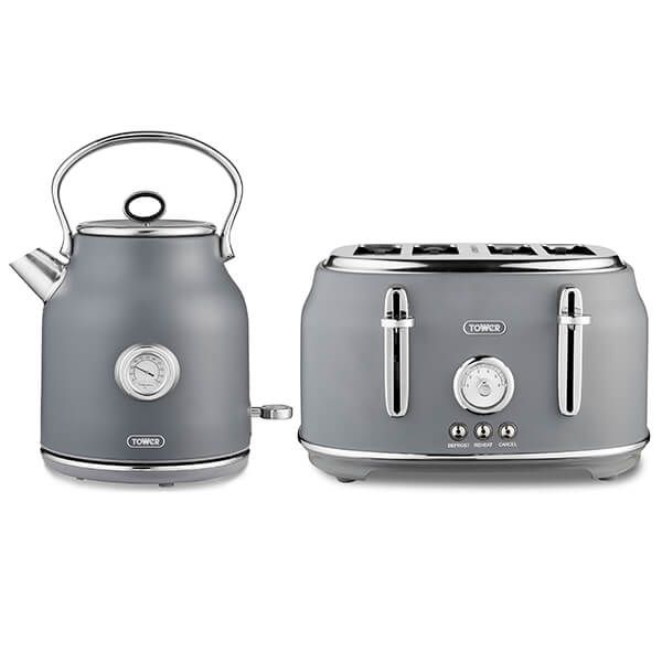 Tower Renaissance Kettle and 4 Slice Toaster Grey