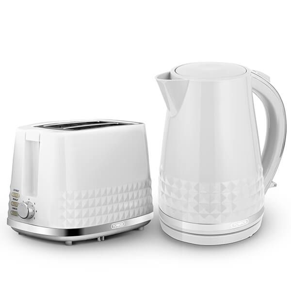 Tower Solitaire Kettle and 2 Slice Toaster Set White