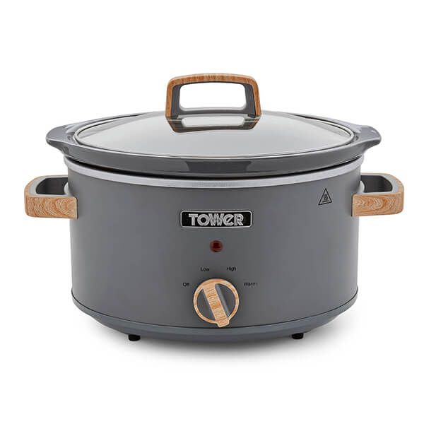 Tower Scandi 3.5 Litre Stainless Steel Slow Cooker Grey