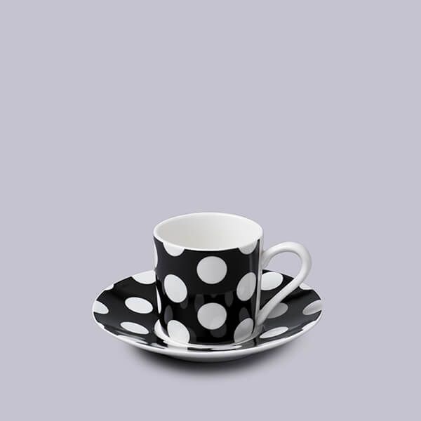 W.M.Bartleet & Sons Espresso Cup and Saucer Spotty Black