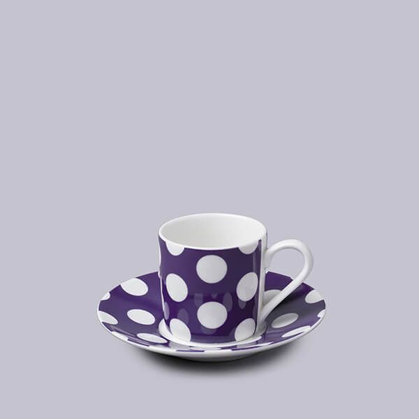 W.M.Bartleet & Sons Espresso Cup and Saucer Spotty Purple