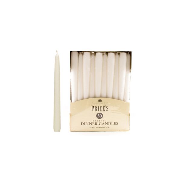 Prices Pack Of 50 Dinner Candles White