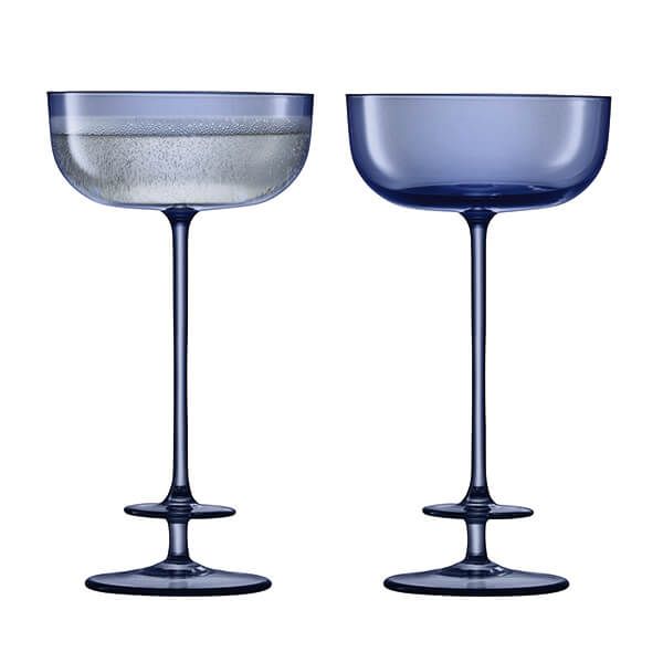 LSA Champagne Theatre 210ml Champagne Saucer Tier / Midnight Blue Set Of 2