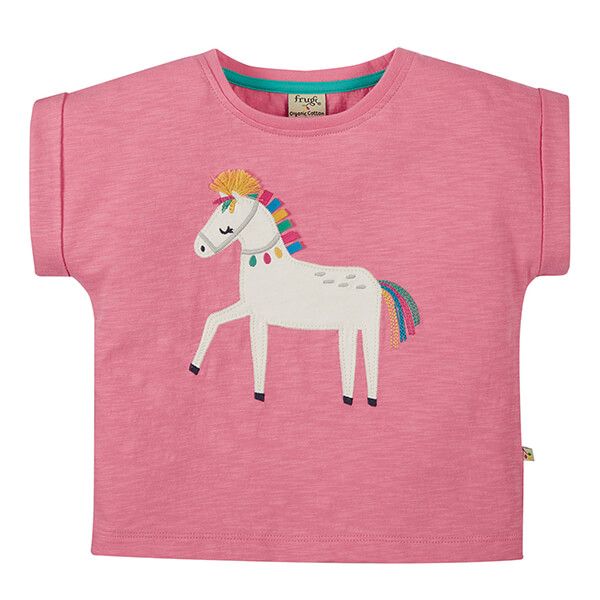 Frugi Organic Mid Pink/Horse Sophia Slub T-shirt