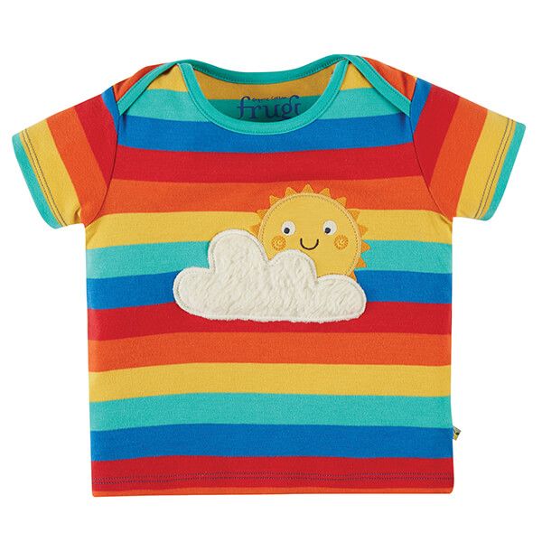 Frugi Organic Rainbow Stripe/Sun Bobster Applique T-shirt