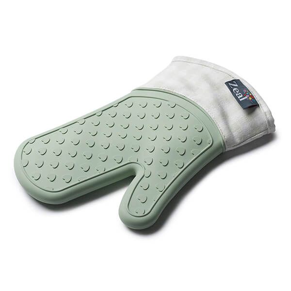 Zeal Steam Stop Silicone Single Oven Glove Gingham Sage Green