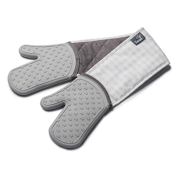 Zeal Steam Stop Silicone Double Oven Glove Gingham French Grey