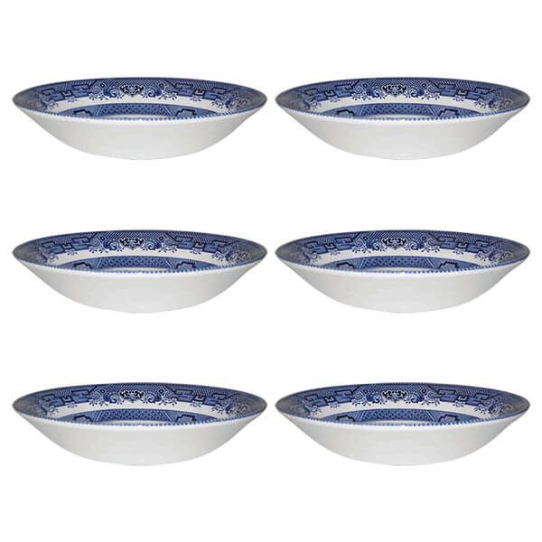 Churchill China Blue Willow Coupe Bowl 20cm Set Of 6