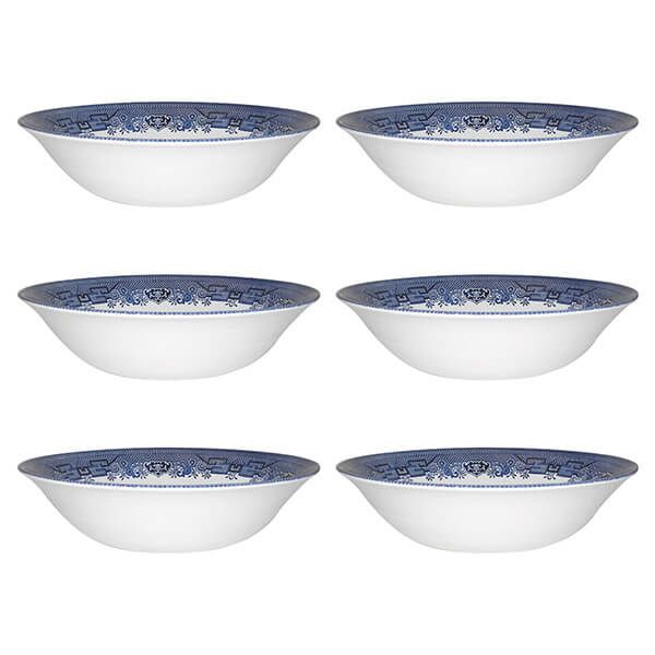Churchill China Blue Willow Oatmeal Bowl 15.5cm Set Of 6