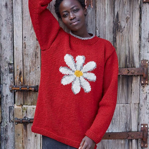 Pachamama Red Daisy Sweater