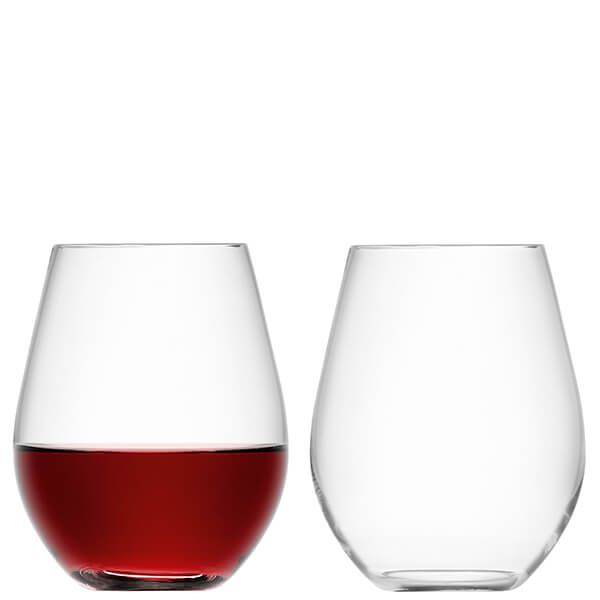 LSA Wine Stemless Red Wine Glass 530ml Clear Set of Two