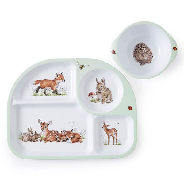 Wrendale Designs Little Wren Childs Melamine Divided Plate & Bowl Set