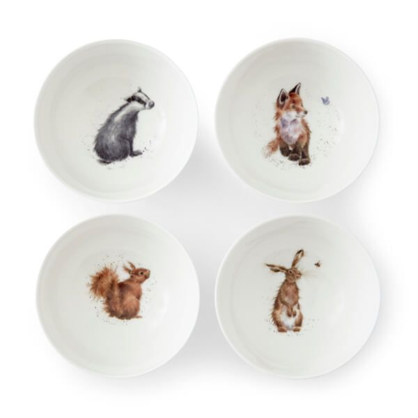 Wrendale Designs Set of 4 Deep Bowls (Badger, Hare, Squirrel & Fox)