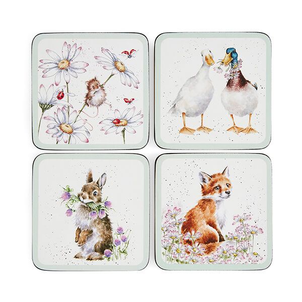 Wrendale Designs Set of 4 'Wildflower' Animal Coasters