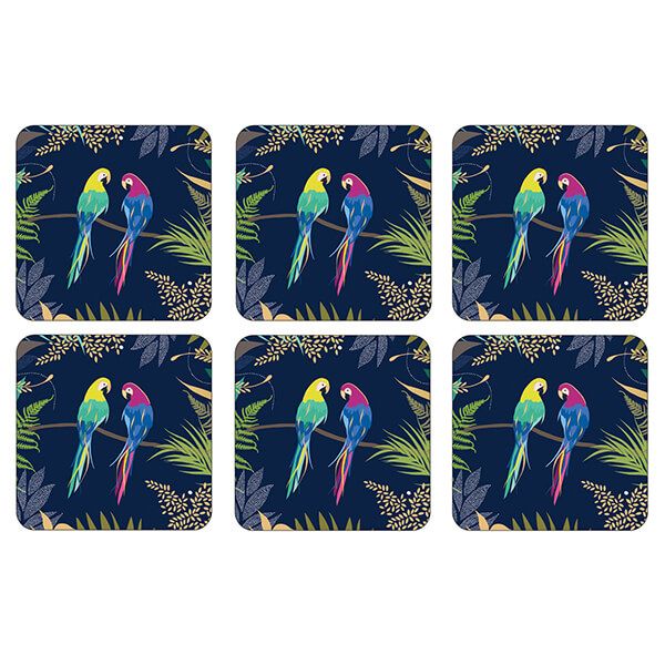 Sara Miller Parrot Set of 6 Coasters