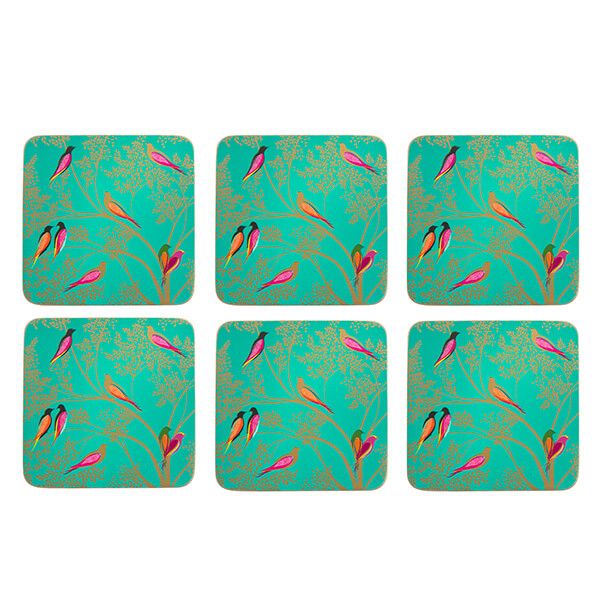 Sara Miller Chelsea Collection Set of 6 Green Coasters