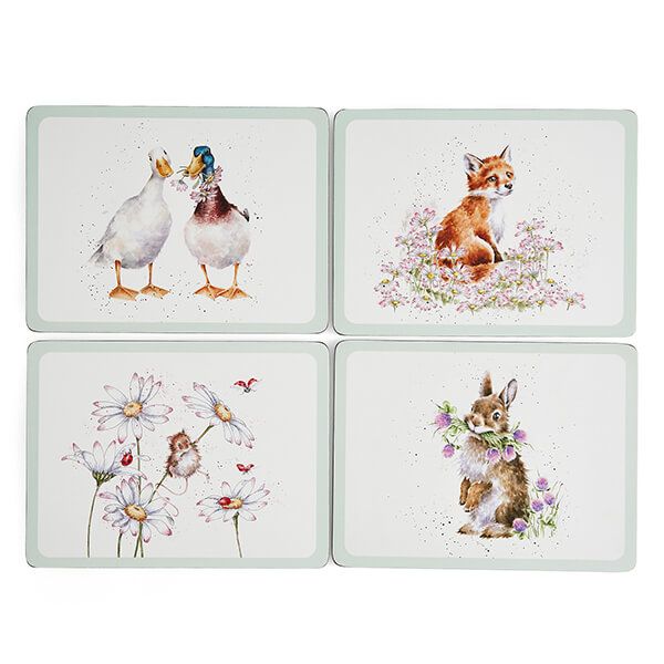 Wrendale Designs Set of 4 'Wildflower' Animal Placemats